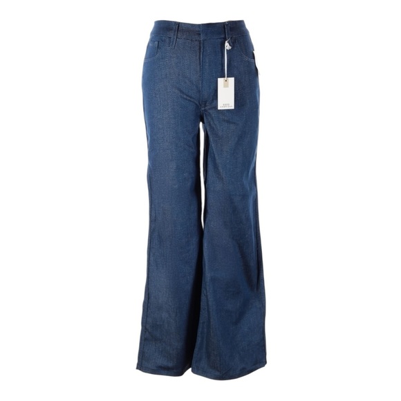 Good American Good Skate Jeans Size 4 / 27 True Blue Wide Leg High Rise NWT $160